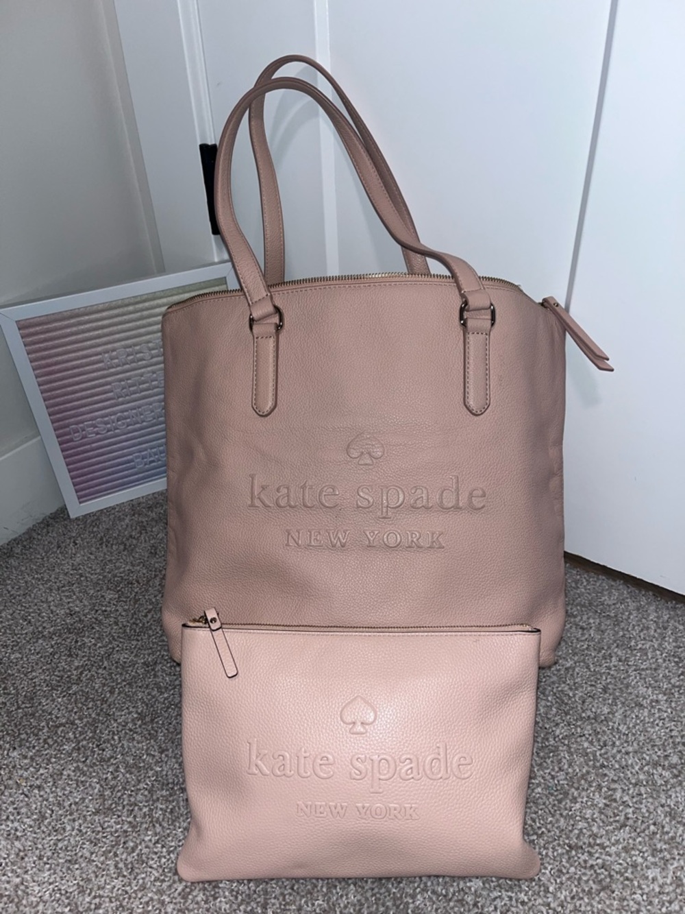 Kate Spade Pink Larchmont Avenue Logo Penny SET - Picture 3 of 9